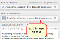 Add image alt text with the template editor. 