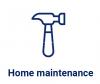 Icon of a hammer with words "home maintenance"